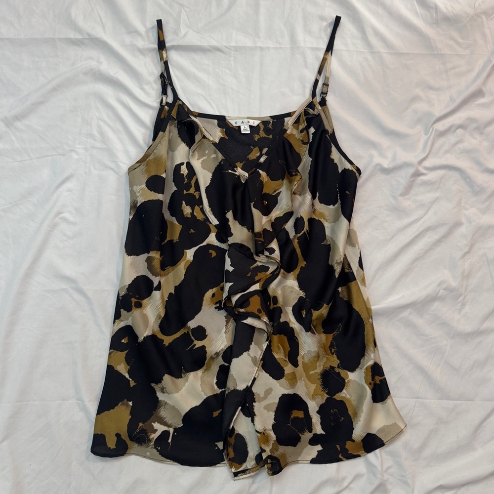 CAbi Leopard Print Ruffle Cami Tank Top - Picture 2 of 8